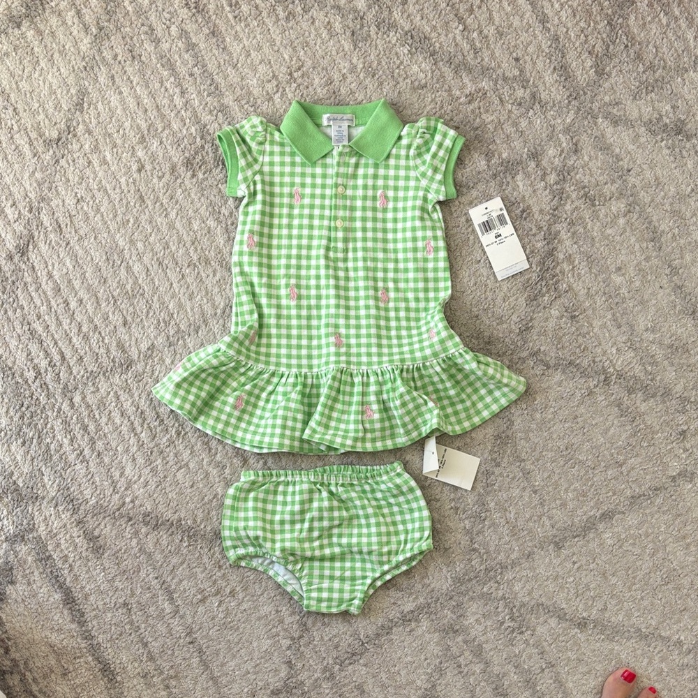 Polo by Ralph Lauren Green Gingham Kids Set